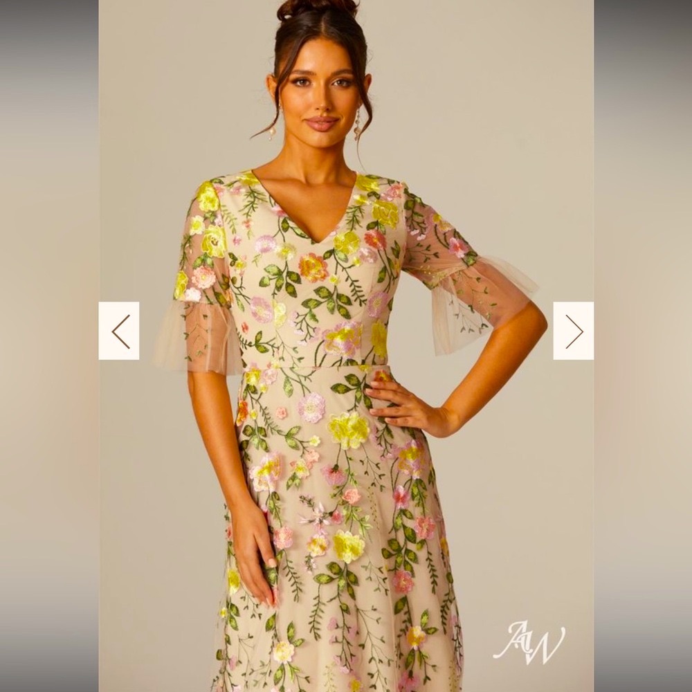 New AW Bridal Floral Embroidered Dress